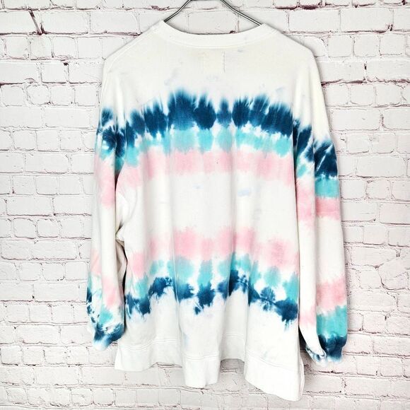 ELECTRIC & ROSE Neil Pink & Blue Tie Dye Oversized Balloon Sleeve Sweatshirt Med - Picture 6 of 7